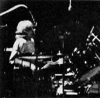[Dale behind his drum-kit (b/w)]